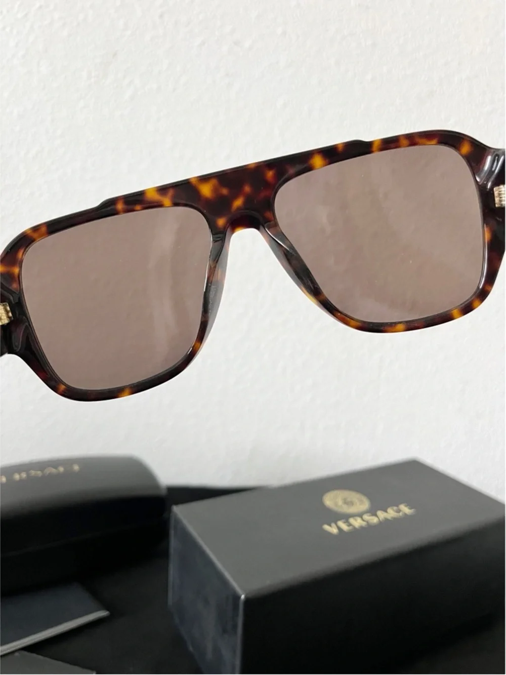 Versace 0VE4436U 108/73 Havana/Dark Brown Soft Rectangle Men's Sunglasses